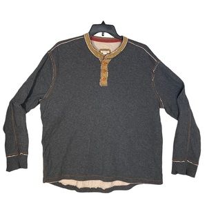 Carbon 2 Cobalt Henley Men’s Long Sleeve Casual Shirt Distressed Size XL